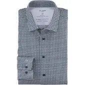 Olymp overhemd groen modern fit geprint semi-wide collar