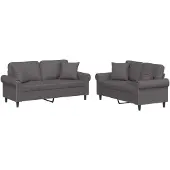 vidaXL 2-delige Loungeset met kussens kunstleer grijs