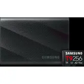 Samsung T9 Portable SSD 4TB Zwart + MicroSDXC T9 256GB 200MB/s