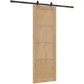 vidaXL Schuifdeur Naturel en Zwart 73,5 x 211 cm Massief grenenhout
