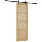 vidaXL Schuifdeur Naturel en Zwart 73,5 x 211 cm Massief grenenhout