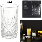 Cook Concept Cocktail Drinkglazen - Luxe relief - transparant - glas - set 4x stuks - 350 ml