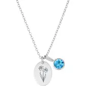 Yehwang Ovale Geboortebloem Ketting met Geboortesteen Zilver