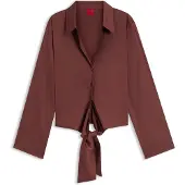 HUGO Errika 10260682 Red Blouse Met Lange Mouwen