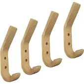 WT&D Set van 4 houten kapstokhaken (rubberwood)