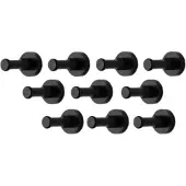WT&D Set van 10 metalen kledinghaken, kapstok, zwart