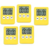 WT&D Set van 5 digitale timers, kookwekkers, alarmklokken geel