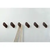 WT&D Set van 6 houten kledinghaken (kapstok), noten