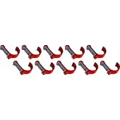 WT&D Set van 10 aluminium kledinghaken, kapstokken (gebogen, rood)