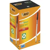 BIC Balpen met dop ECOlutions Round Stic, 0,4 mm, gerecycleerd, zwart, 60 stuks