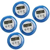 WT&D Set van 5 digitale timers, kookwekkers (alarmklok) blauw