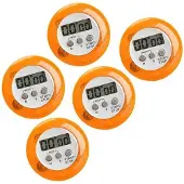 WT&D Set van 5 digitale timers, kookwekkers (alarmklok) oranje