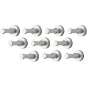 WT&D Set van 10 metalen kledinghaken, kapstok, zilver
