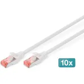 Digitus DK-1644050-WH10: Patchkabel Cat. 6, S/FTP, 5,0 meter, wit, verpakking van 10 stuks