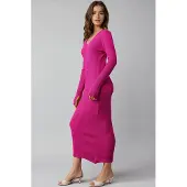 MyFashion V-hals Textuur Maxi Brei Jurk met Sleuf