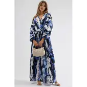 MSN Collection Abstracte Spleet Maxi Jurk met V-hals