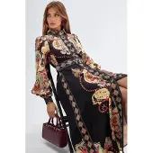 MSN Collection Patroon Maxi-jurk met Riem