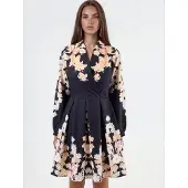 MSN Collection Bloemenprint V-hals Mini Jurk met Ceintuur