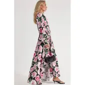 MSN Collection Bloemen Maxi Jurk met Striksluiting