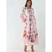MSN Collection Floral Print Maxi A-lijn Jurk