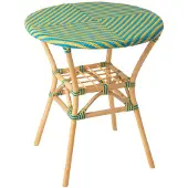Jline eettafel Geo Rond - riet - geel/azuurblauw