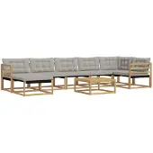 vidaXL Buiten bank set 8 st Wit en Lichtgrijs Massief Acacia Hout