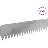 vidaXL Gazonrand 20 st 103 x 25 cm Staal Zilverkleurig