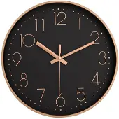 IvoQ Moderne Wandklok Zwart - Strak Design - Ø 30cm - Stil Kwartsmechanisme