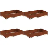 vidaXL Gazonrand 4 st 100 x 60 x 20 cm Staal Roestig