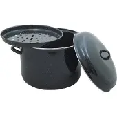 Tadar TOPF Emaille kookpan, inductiegeschikt, soep-/inmaakpan met deksel, zwart, 15 liter