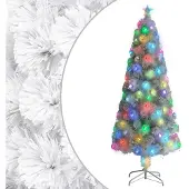 vidaXL Kunstkerstboom met verlichting 240 cm glasvezel wit