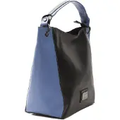 Pompei Donatella Dames Schoudertas Gerecycled Leer Zwart en Blauw 33x38 cm Beige and Black UNICA A621_ELENA-AVIO_NERO