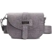 Pompei Donatella Crossbody Tas Dames Krokodilprint Grijs Magnetische Sluiting Grey UNICA 15x24x7 cm