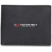 Cotton Belt Herenzak Portemonnee, echt leer, zwart, slank design, zonder sluiting, 12x10 cm