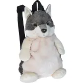 Wild republic Rugzak Wolf Junior 2,7 Liter Pluche Grijs/wit