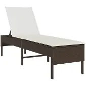 vidaXL Zonnebed met kussen, bruin, 55x200x44 cm, polyrotan