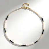 Cavill - Etnische Halsketting - 925 Sterling Zilver Verguld - Welo-opaal 14,963 ct - Zwarte Spinel 12,825 ct - Chique Damesketting