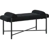 vidaXL Knopgestoffeerde Bank met Kussens Zwart 110 x 40 x 46 cm