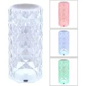 Globo LED tafellamp dimbaar touch tafellamp woonkamer lamp kristal bedlamp oplaadbare lamp, USB-kabel, RGBW kleuren, DxH 7,3 x 15,8 cm