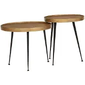 vidaXL Salontafel 2 stuks Gouden bewerkt hout