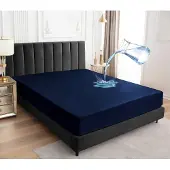 Famanu – Waterdichte matrashoes 160x200 cm, ademend hoeslakenmodel, donkerblauw