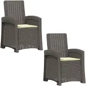 vidaXL Ligstoel Rieten Look 2 pcs Lichtgrijs en Crème PP