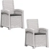 vidaXL Ligstoel Rieten Look 2 pcs Wit en antracietkleurig PP