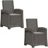 vidaXL Ligstoel Rieten Look 2 pcs Lichtgrijs PP