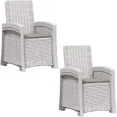 vidaXL Ligstoel Rieten Look 2 pcs Wit en Lichtgrijs PP