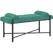 vidaXL Knopgestoffeerde Bank met Kussens Turquoise 110 x 40 x 46 cm