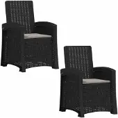 vidaXL Ligstoel Rieten Look 2 pcs Anthraciet en Lichtgrijs PP