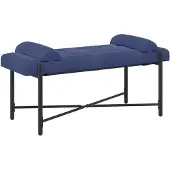 vidaXL Knopgestoffeerde Bank met Kussens Politieblauw 110 x 40 x 46 cm