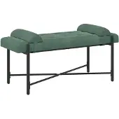 vidaXL Knopgestoffeerde Bank met Kussens Zeegroen 110 x 40 x 46 cm
