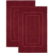 Famanu - Set van 2 Badstof Badmatten, 100% Katoen, 50x80cm, Wijnrood